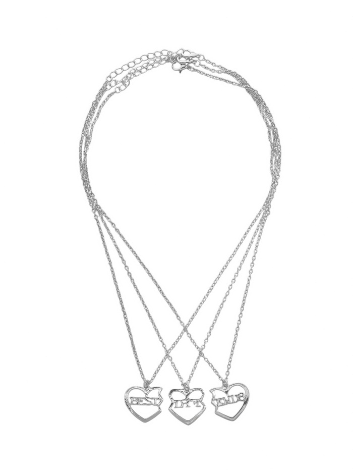 Кулоны на цепочке «Неразлучники», с надписью best friends, 3 шт. цвет серебро, 40 см - Фото 1