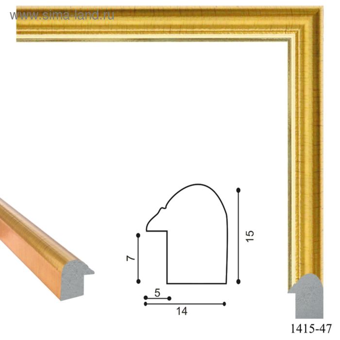 Багет пластиковый 14 мм х 15 мм х 2.9 м (ШхВхД), CD 1415–47, золотой - Фото 1