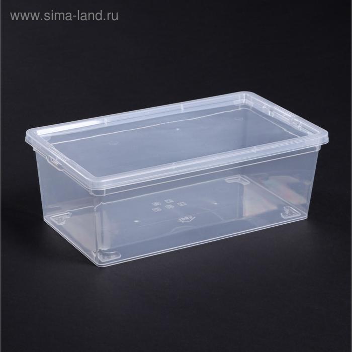 Ящик для хранения с крышкой 5,5 л, 34×19×12 см, цвет прозрачный - Фото 1