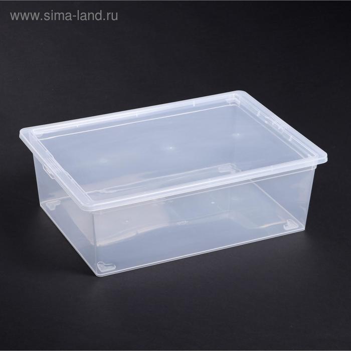 Ящик для хранения с крышкой 25 л, 53×37×18 см, цвет прозрачный - Фото 1