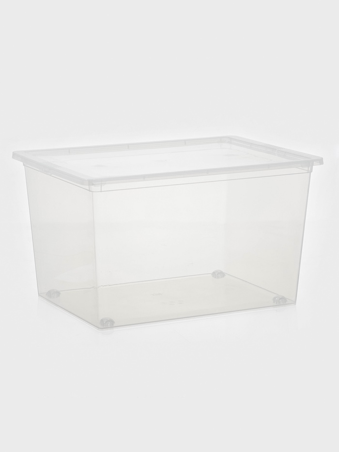 Ящик для хранения, 50 л, 53×38×30 см, с крышкой, прозрачный - Фото 1