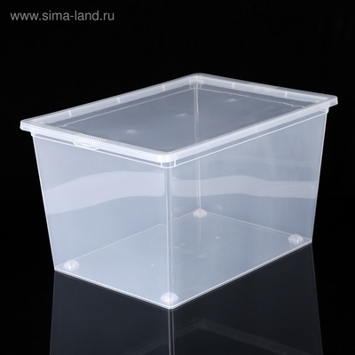 Ящик для хранения, 50 л, 53×38×30 см, с крышкой, прозрачный