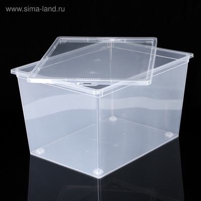 Ящик для хранения, 50 л, 53×38×30 см, с крышкой, прозрачный