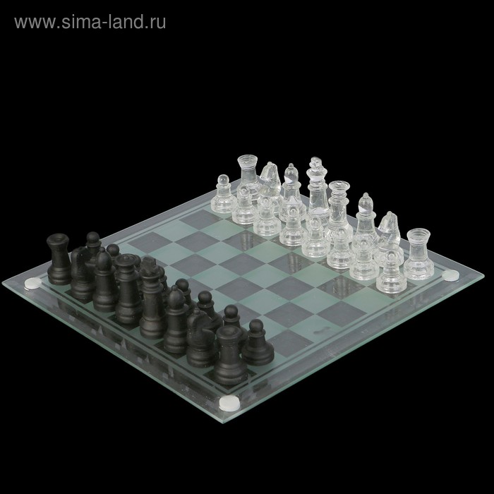Игра настольная «Шахматы», стеклянные, доска прозрачная, 24х24 см УЦЕНКА - Фото 1