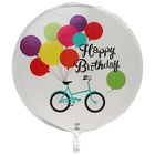 Шар фольгированный 28" ДЖАМБО "С Днем рождения" велосипед с шарами - Фото 1