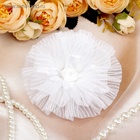 Бант для волос на резинке «Школьница», полосатик роза, d=9 см, белый - Фото 2