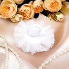 Бант для волос на резинке «Школьница», полосатик роза, d=9 см, белый - Фото 3