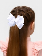 Бант для волос на резинке «Школьница», горох, 9 см, белый - Фото 2