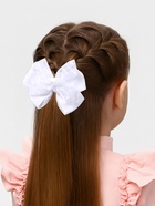 Бант для волос на резинке «Школьница», клеточка, 9 см, белый - Фото 2