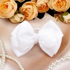 Бант для волос на резинке «Школьница», клеточка, 9 см, белый - Фото 3