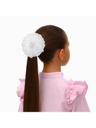 Бант для волос на резинке «Школьница», горох, d=9 см, белый - Фото 2