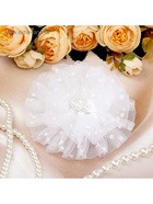 Бант для волос на резинке «Школьница», горох, d=9 см, белый - Фото 3