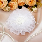 Бант для волос на резинке «Школьница», полосатик, d=9 см, белый - Фото 2