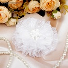 Бант для волос на резинке «Школьница», полосатик серединка, d=9 см, белый - Фото 2