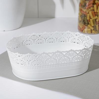 Ваза для хлеба и фруктов Полимербыт «Ажур», пластик, 15×22×8 см, белая