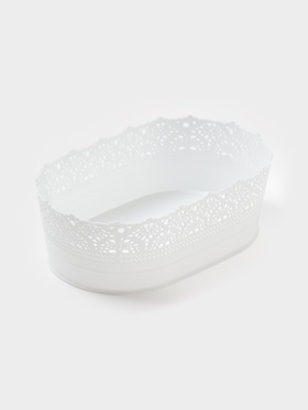 Корзинка для хлеба и фруктов IDEA «Ажур», пластик, 14×22×8 см, белая