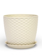 Горшок для цветов с поддоном «Ротанг», 4.7 л, d=15 см, h=14 см, пластиковый, белый - Фото 1