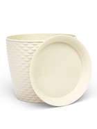 Горшок для цветов с поддоном «Ротанг», 4.7 л, d=15 см, h=14 см, пластиковый, белый - Фото 3