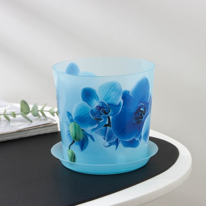 Горшок для орхидей с поддоном «Деко», 1,2 л, цвет голубой - фото 1884787334