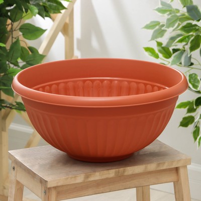 Кашпо - миска для цветов IDEA «Ливия», 12 л, d=39 см, h=19 см, пластиковое, коричневое