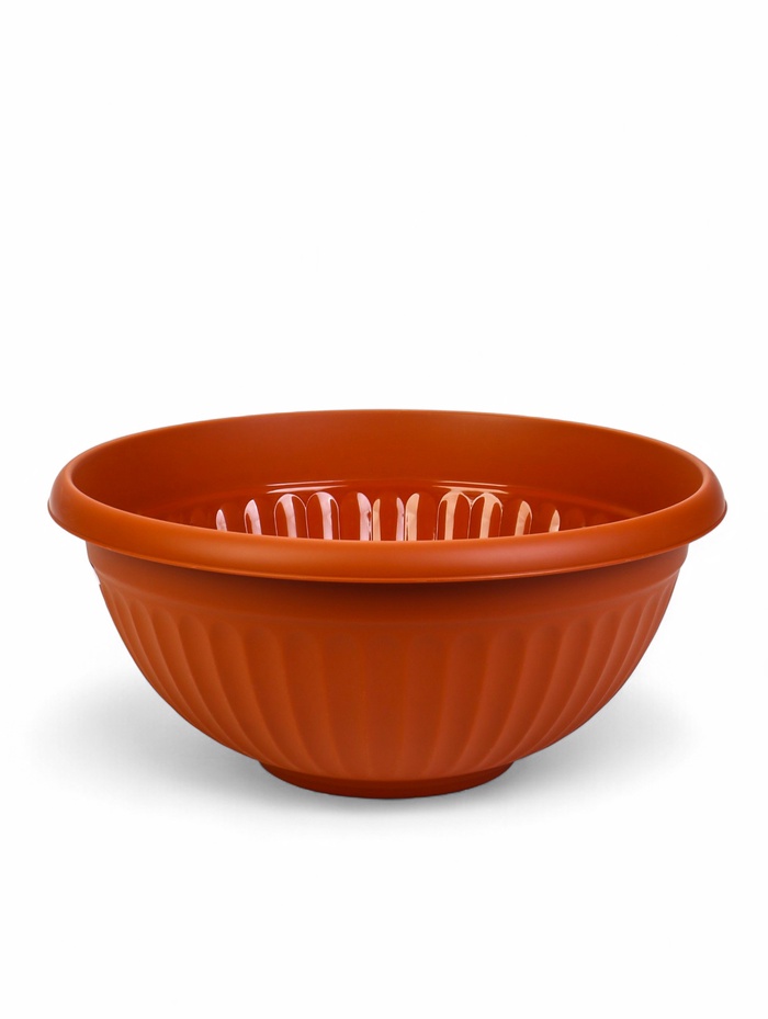 Кашпо - миска для цветов IDEA «Ливия», 12 л, d=39 см, h=19 см, пластиковое, коричневое - Фото 1