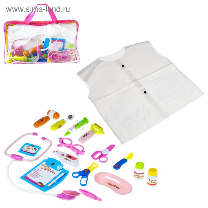 Игровой набор «Доктор» с халатом, 16 предметов - Фото 1