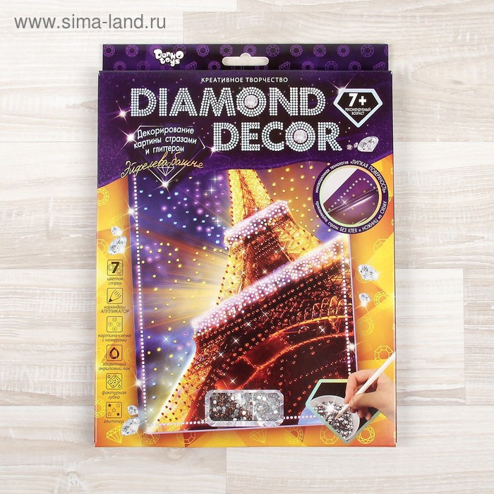 Набор для создания мозаики "Эйфелева башня" DIAMOND DECOR, планшетка без рамки - Фото 1