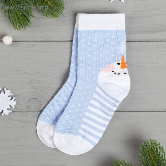 Носки детские «Снеговик» 18-20 см, 7-9 лет, 80% хл.,17% п/э, 3% эл. - Фото 1