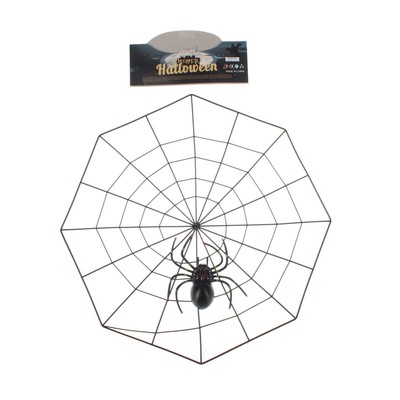 Декоративное украшение, Паутина - сетка с пауком, Белый/Черный, 150 см, 1 шт.