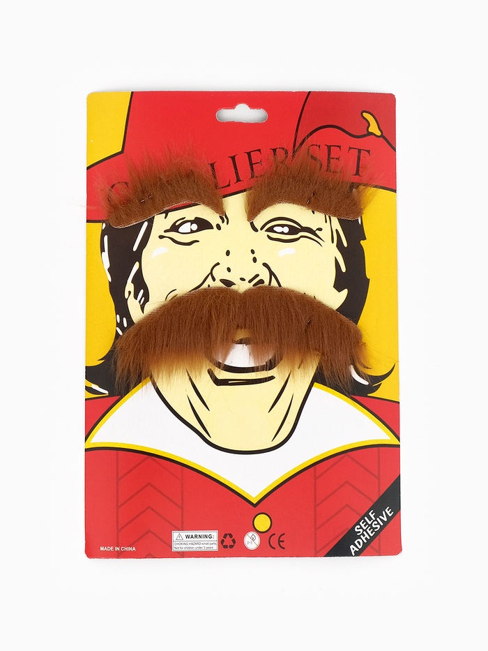 Карнавальные усы с бровями, коричневые - Фото 1