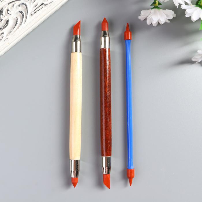 Инструменты для моделирования и придания формы, набор 3 шт., с резиновыми наконечниками, 16 см - Фото 1