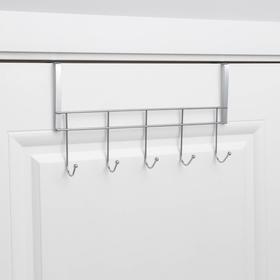 Вешалка на дверь на 5 крючков Доляна «Блеск», 38×8.5×22.5 см, цвет хром  (артикул 2317130)  большой выбор товаров оптом и в розницу по низким ценам с доставкой