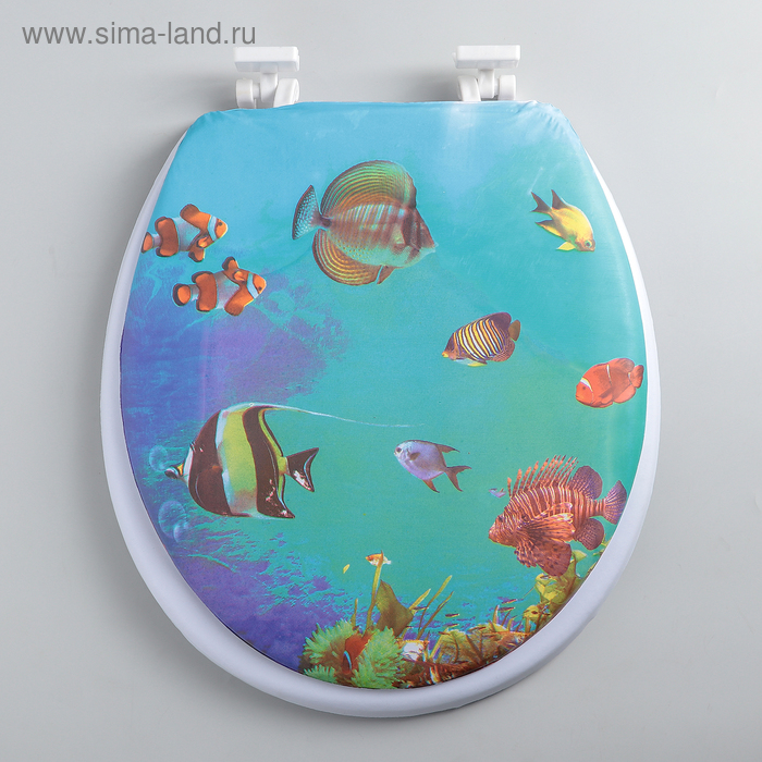 Сиденье для унитаза с крышкой «Аквариум», 40×37 см, мягкое - Фото 1