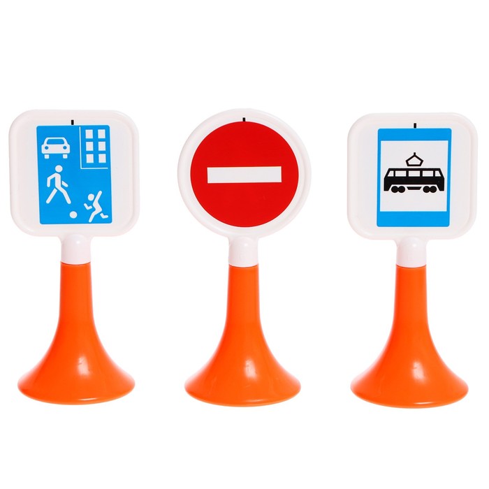 Набор «Дорожные знаки» №3 светофор, 6 знаков, 2 машинки - фото 1925842300
