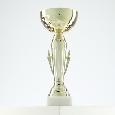 Кубок 107, наградная фигура, золото, подставка камень, 19 см