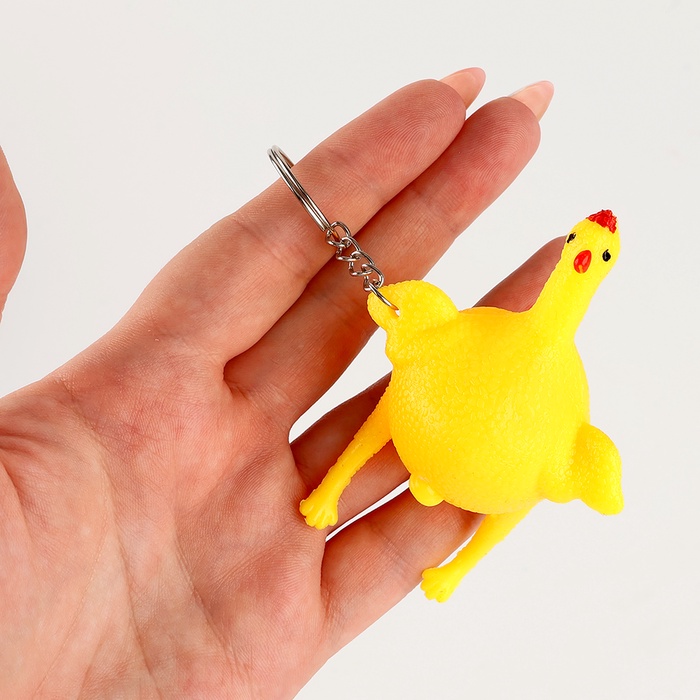 Антистресс - брелок «Курица», игрушка - мялка с водой, с яйцом, жёлтый - Фото 1