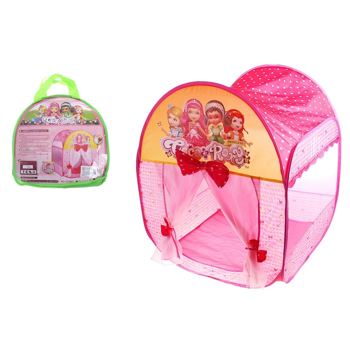 Игровая палатка «Домик принцессы» с занавесками и бантами, цвет розовый - Фото 1