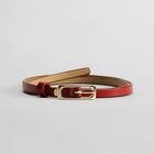 Ремень женский, гладкий, пряжка золото, ширина - 0,9 см, цвет красный - Фото 1