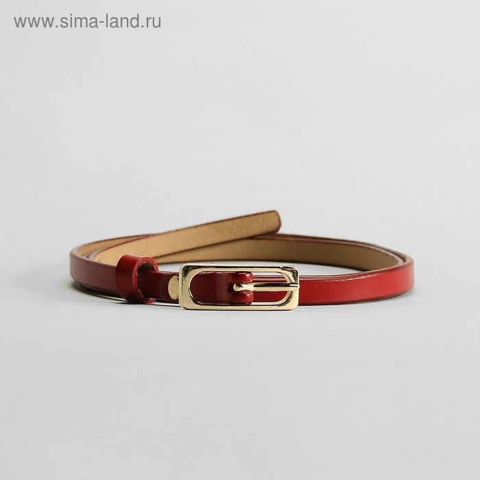 Ремень женский, гладкий, пряжка золото, ширина - 0,9 см, цвет красный - Фото 1