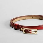 Ремень женский, гладкий, пряжка золото, ширина - 0,9 см, цвет красный - Фото 2