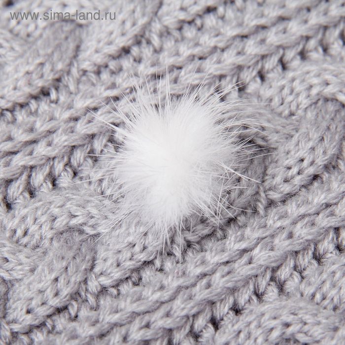 Помпон из натурального меха норки, размер 1 шт.: 2.5 см, белый - Фото 1