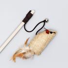 Дразнилка "Эко", мышь из хлопка на деревянной палочке, 40 см - Фото 2