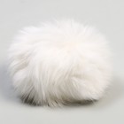 Помпон из натурального меха зайца, размер 1 шт: 9 см, цвет белый - фото 8327484