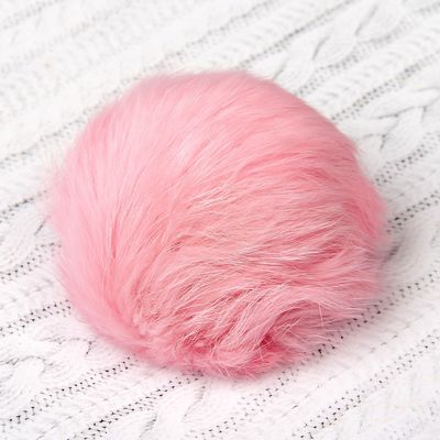 Помпон из натурального меха зайца, размер 1 шт: 9 см, цвет розовый