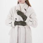 Перчатки женские, размер 8, с утеплителем, цвет зелёный - Фото 2