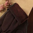 Перчатки женские, безразмерные, пряжка, без подклада, цвет коричневый - Фото 3