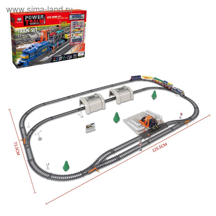 Железная дорога «Локомотив», работает от батареек, длина пути 549 см, погрузочная платформа