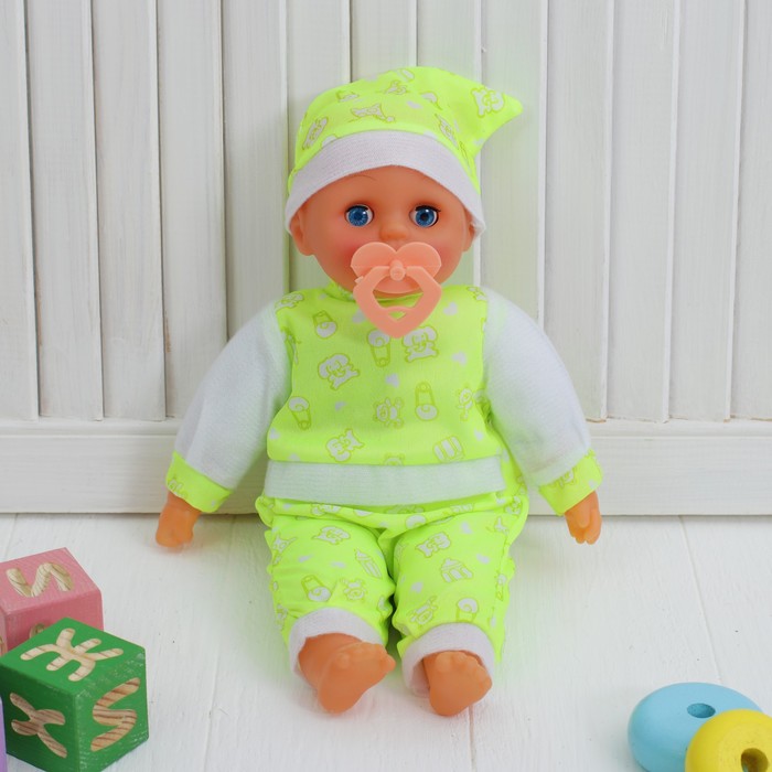 Мягкая игрушка-кукла «Пупсик», говорящая, 4 звука, с соской, цвета МИКС - фото 1883306382