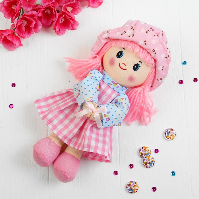Мягкая кукла «Девочка», панамка в горошек, цвета МИКС - фото 1905413758