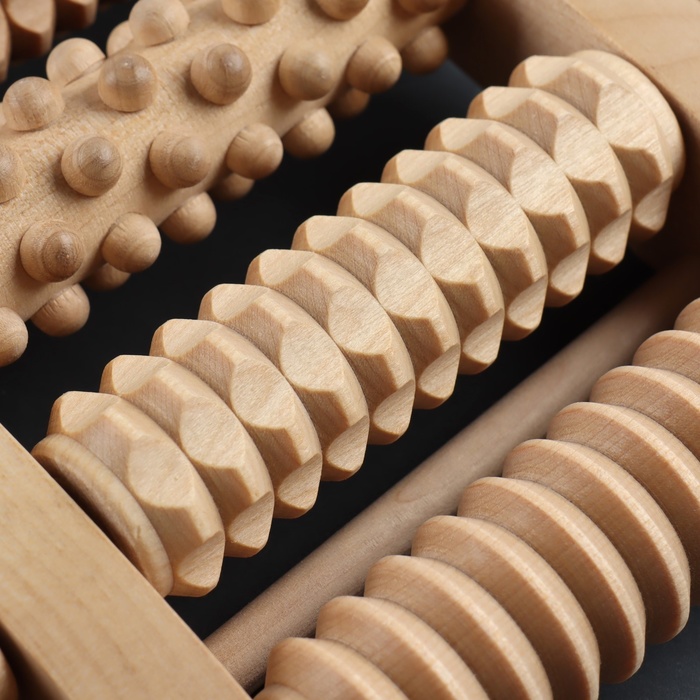 Массажёр «Барабаны», 24,5 × 19,5 × 4 см, деревянный, 5 комбинированных рядов - Фото 1